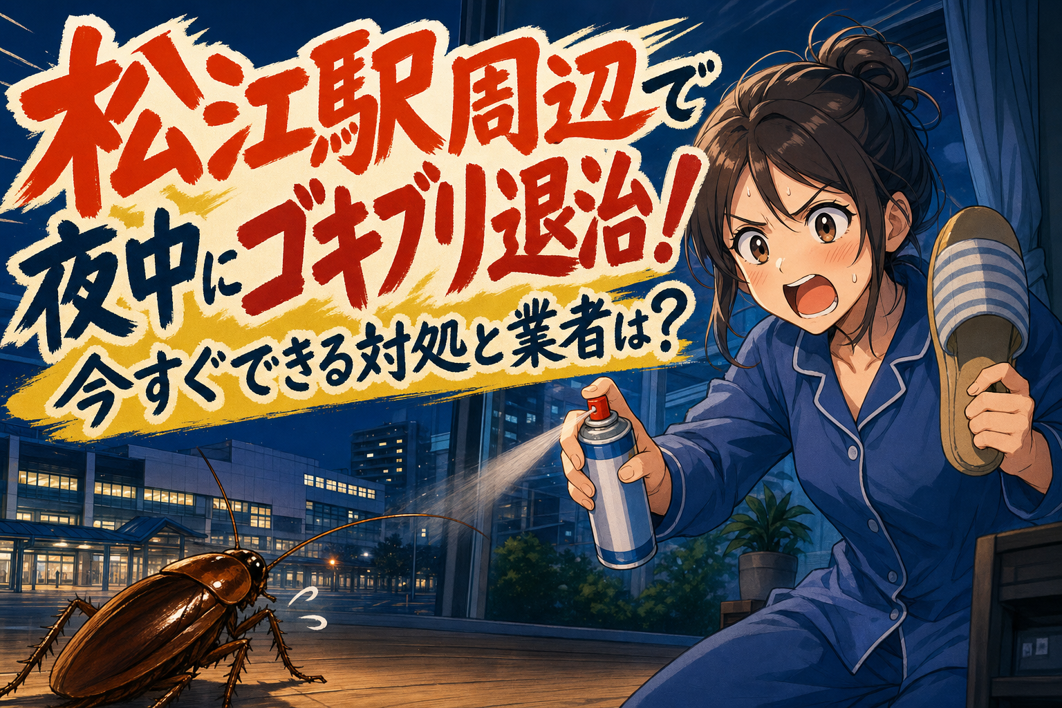 松江駅周辺で夜中にゴキブリ退治！今すぐできる対処と業者は？