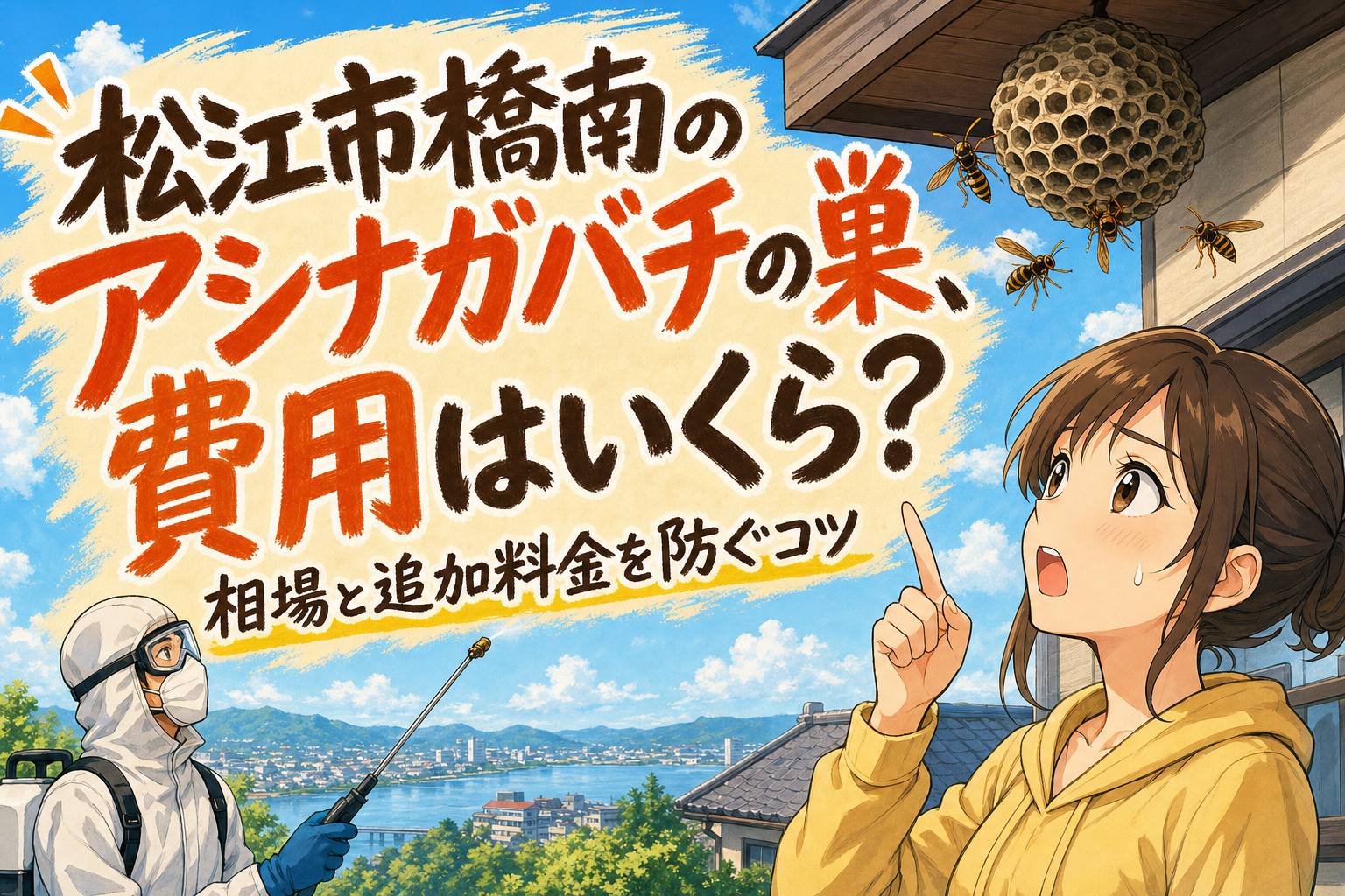松江市橋南のアシナガバチの巣、費用はいくら？相場と追加料金を防ぐコツ