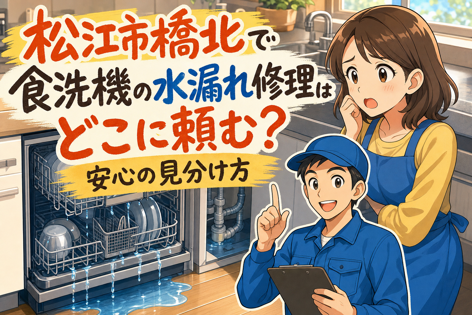松江市橋北で食洗機の水漏れ修理はどこに頼む？安心の見分け方
