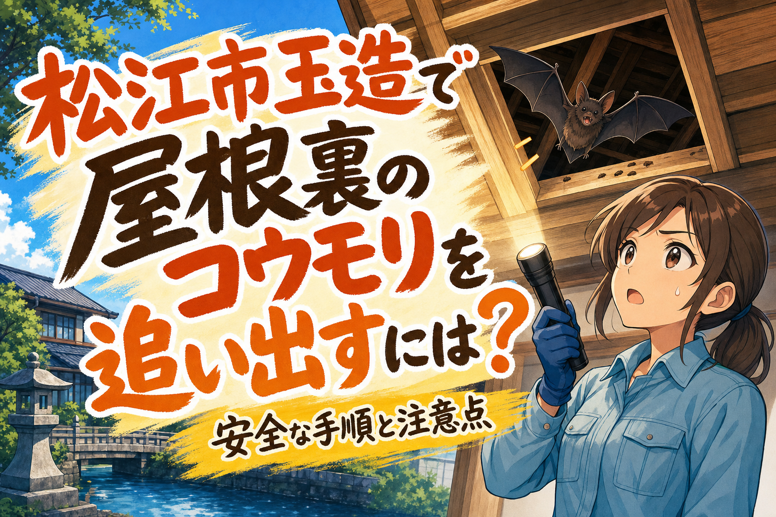 松江市玉造で屋根裏のコウモリを追い出すには?安全な手順と注意点