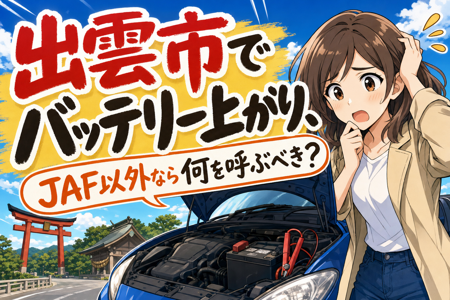 出雲市でバッテリー上がり、JAF以外なら何を呼ぶべき？