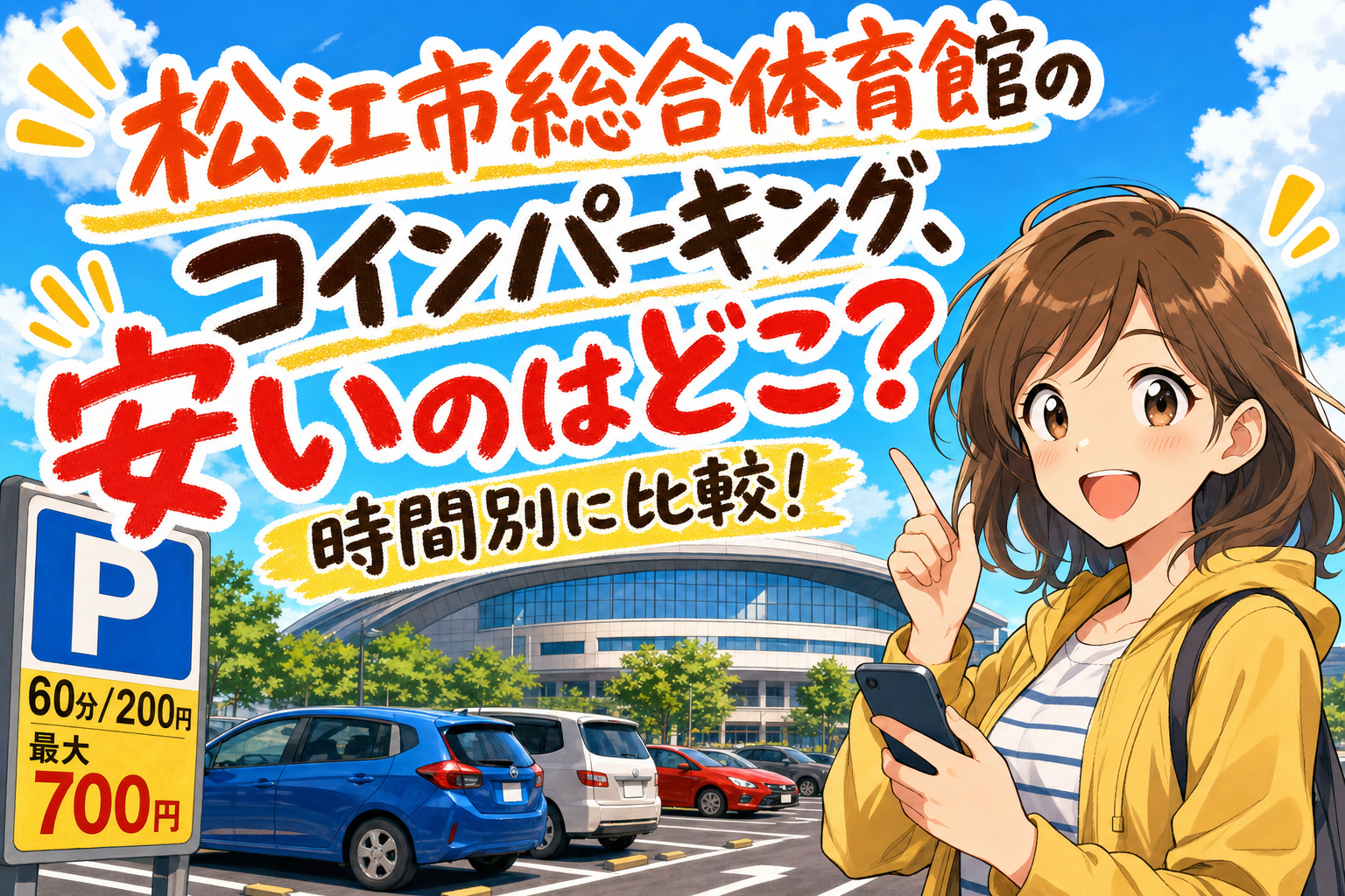 松江市総合体育館のコインパーキング、安いのはどこ?時間別に比較!