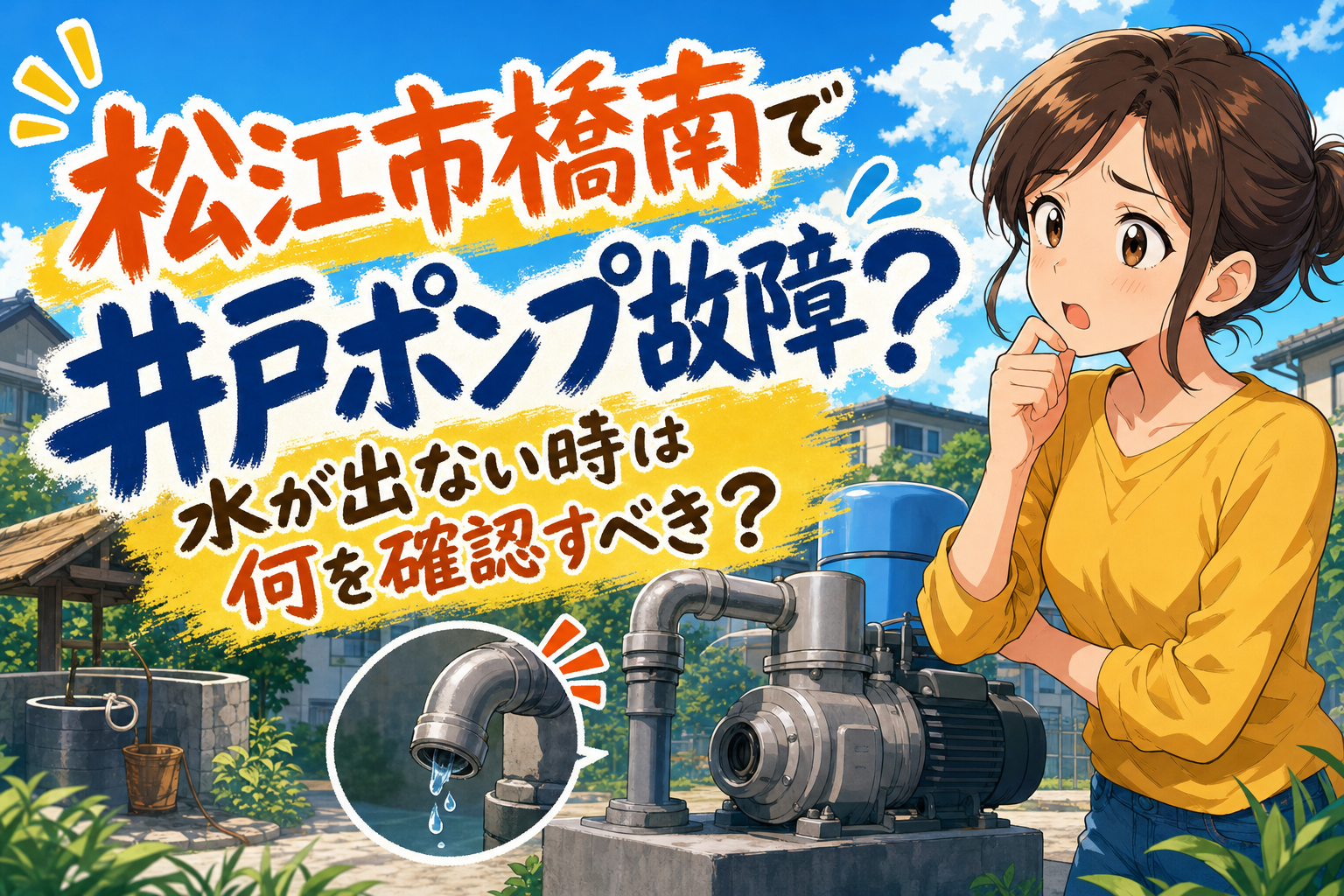 松江市橋南で井戸ポンプ故障？水が出ない時は何を確認すべき？