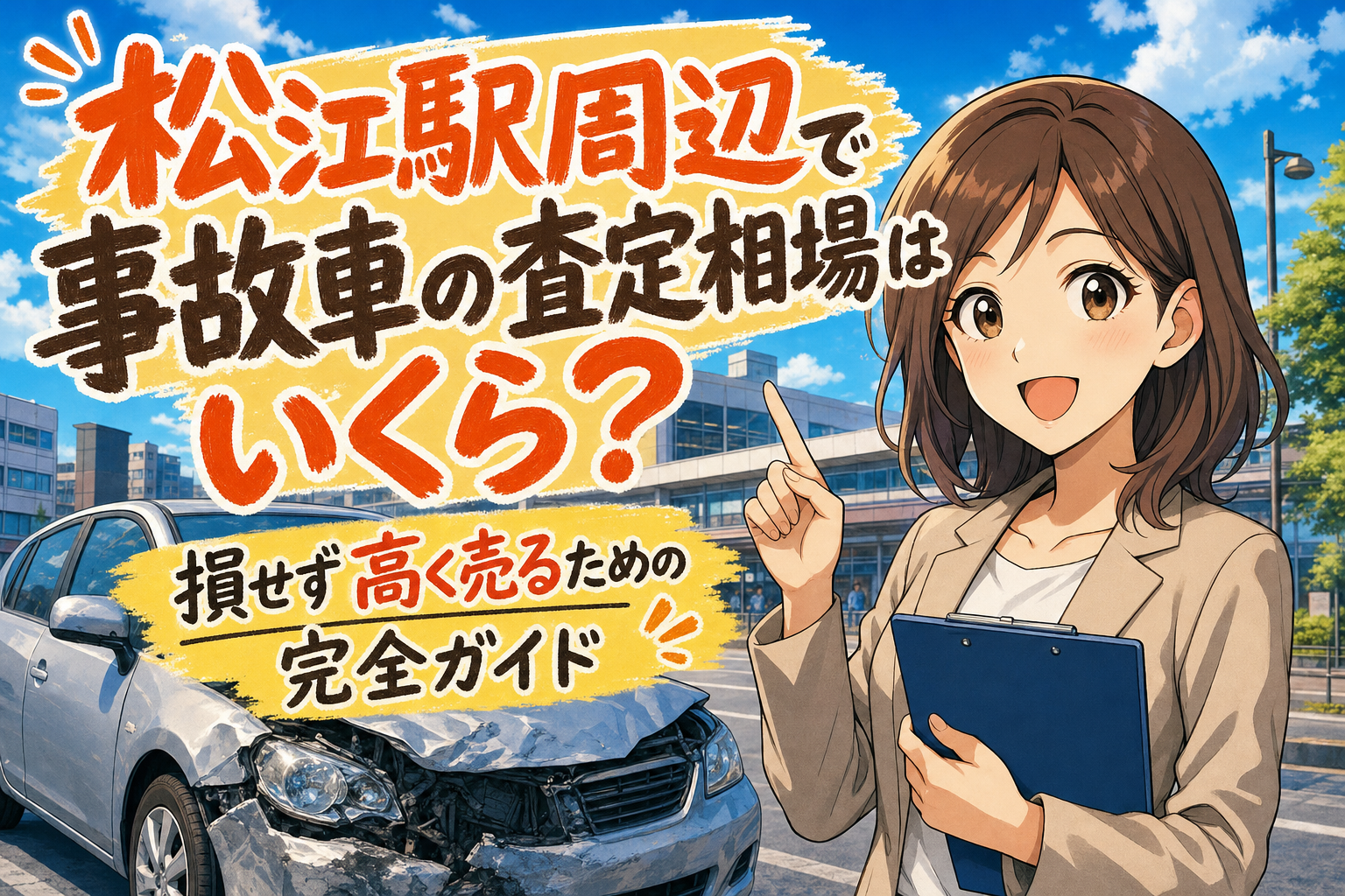 松江駅周辺で事故車の査定相場はいくら？損せず高く売るための完全ガイド