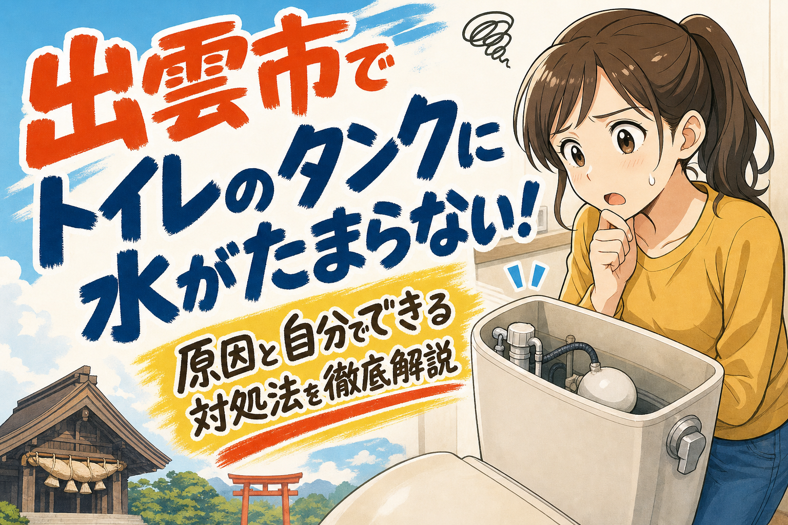 出雲市でトイレのタンクに水がたまらない！原因と自分でできる対処法を徹底解説