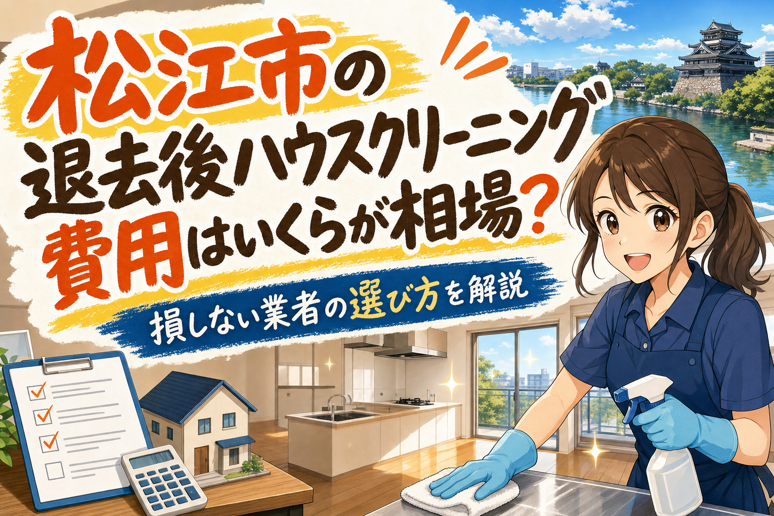 松江市の退去後ハウスクリーニング費用はいくらが相場?損しない業者の選び方を解説
