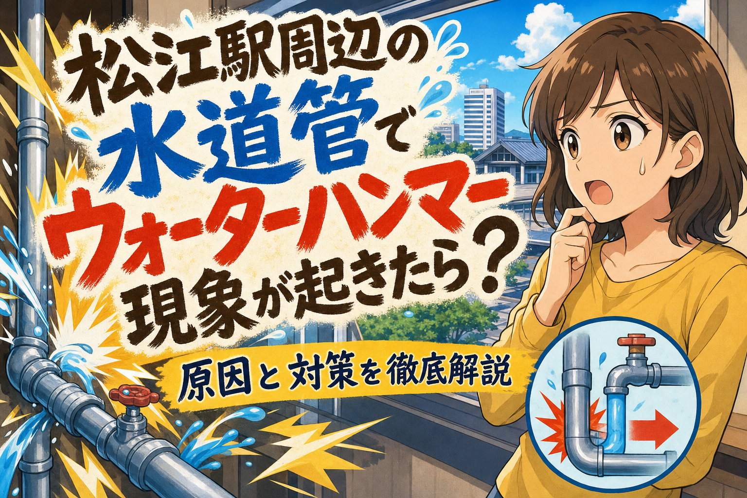 松江駅周辺の水道管でウォーターハンマー現象が起きたら？原因と対策を徹底解説