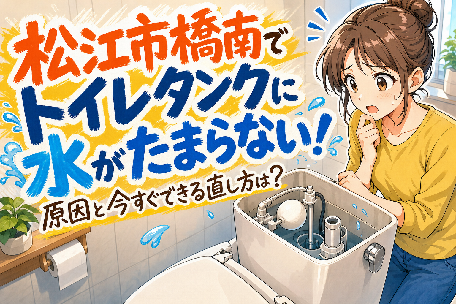 松江市橋南でトイレタンクに水がたまらない!原因と今すぐできる直し方は?