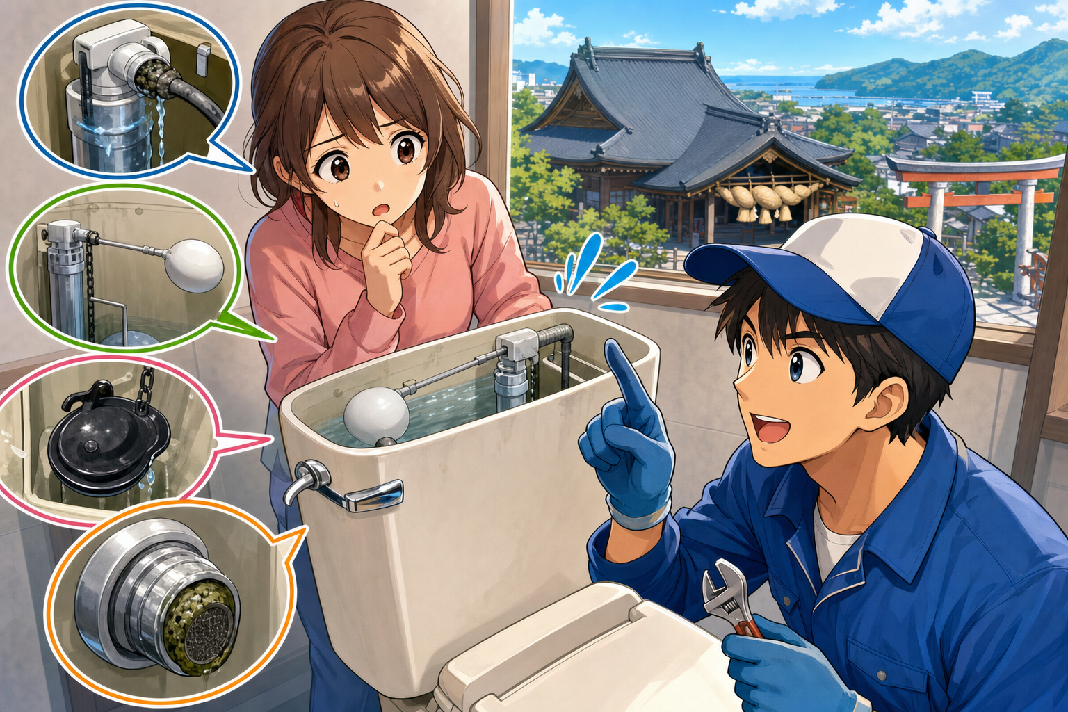 出雲市のトイレタンクに水がたまらない原因、まずはここを確認！