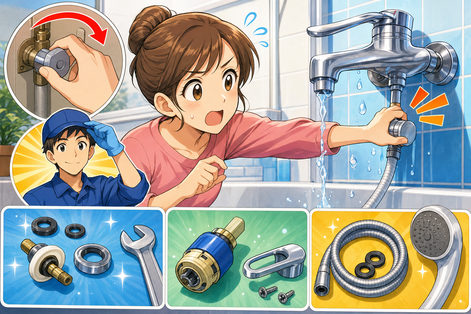 松江市橋南のお風呂の蛇口水漏れ、まず最初にやることは「止水栓を閉める」一択！